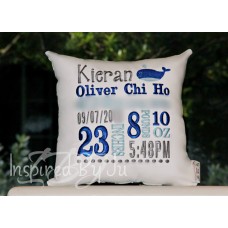 Whale - Birth Announcement Pillow